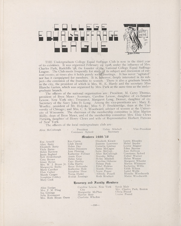 Cornhusker Yearbook Entry About the Equal Suffrage League