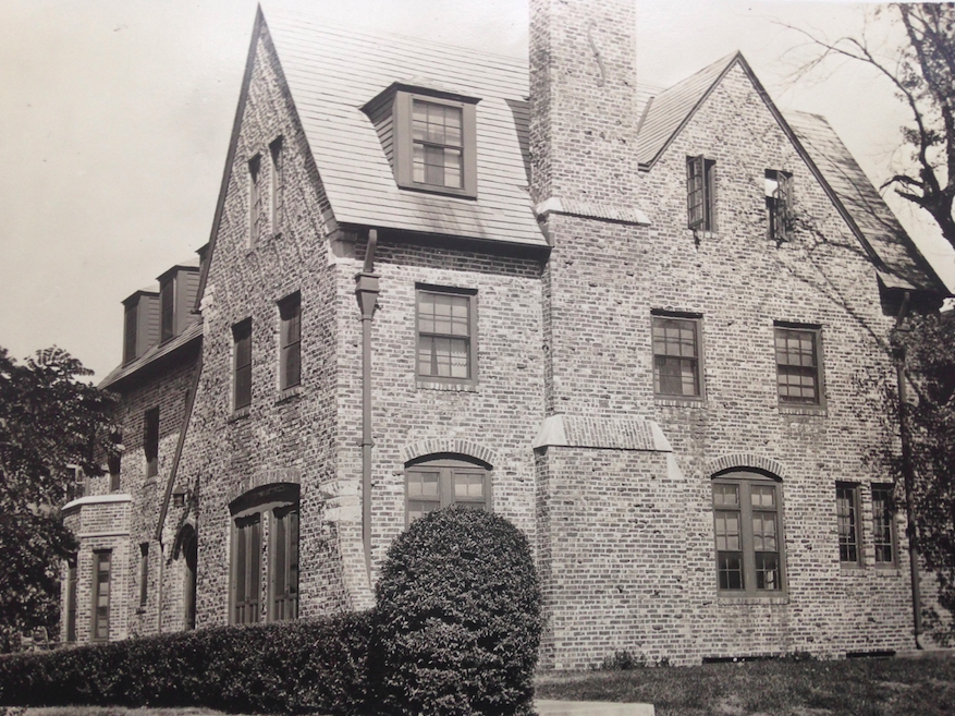 A black and white photograph of the International House exterior