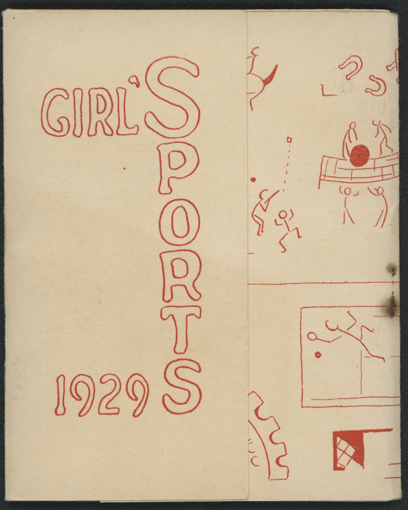 A hand-drawn cover of the 1929 Girl's Sports booklet