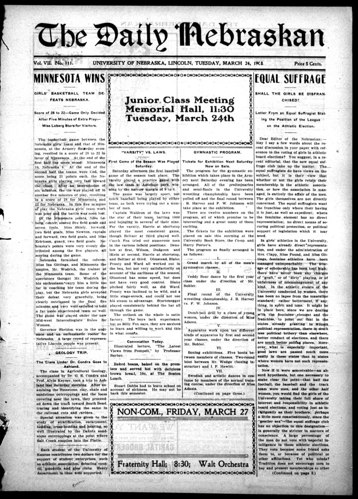A newspaper clipping with the headline "Minnesota Wins" "Equal Suffrage"