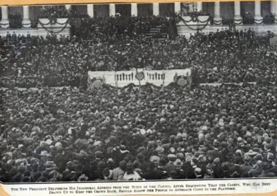 A black and white image of a large crowd at Wilson's inaugural address